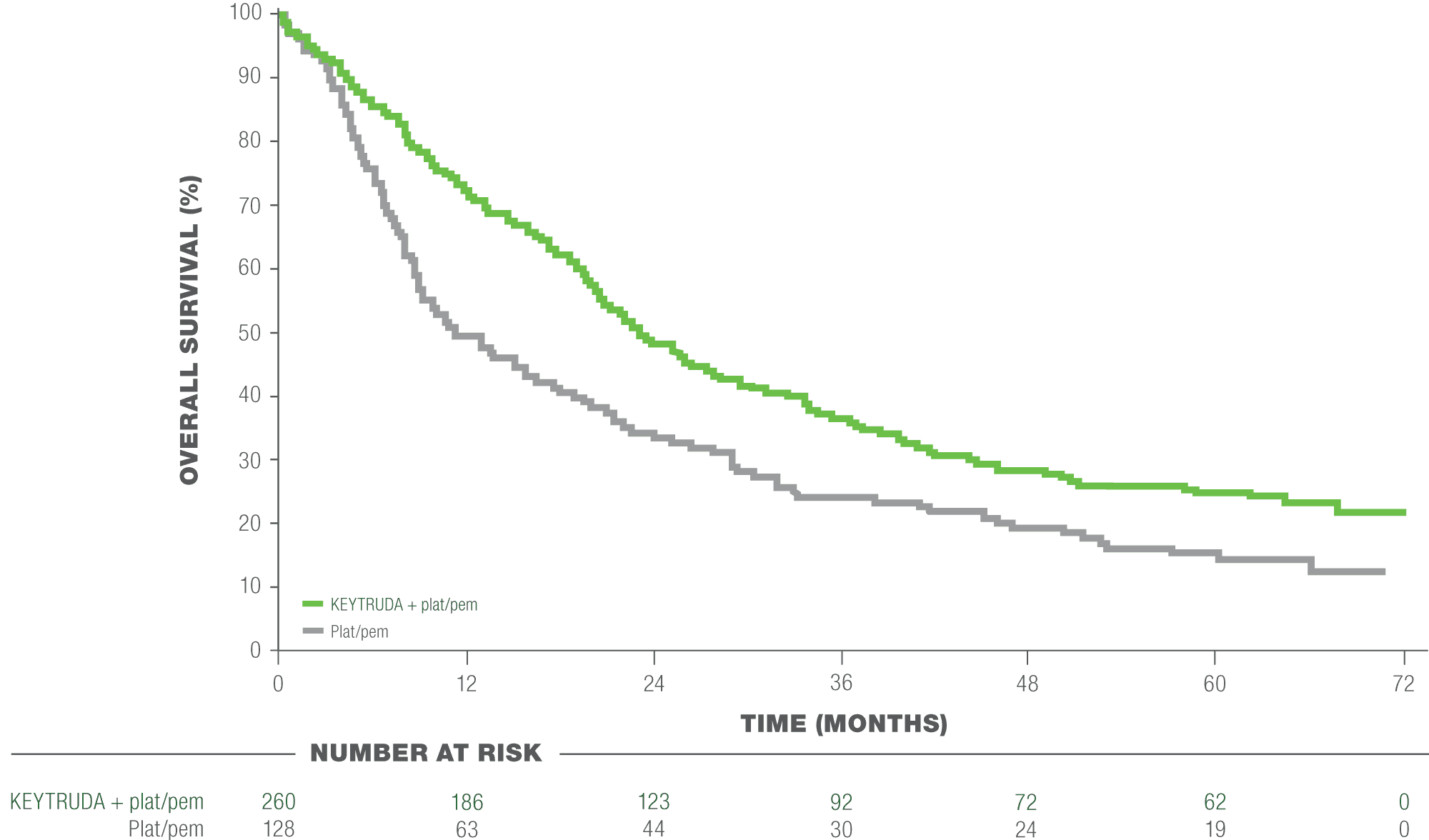 Kaplan-Meier Estimates of Overall Survival (OS) in Patients With PD-L1 Expression (TPS ≥1%) in KEYNOTE-189
