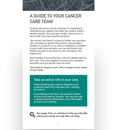 Download a Guide to Help Patients Understand the Role of Each Specialist on a Cancer Care Team